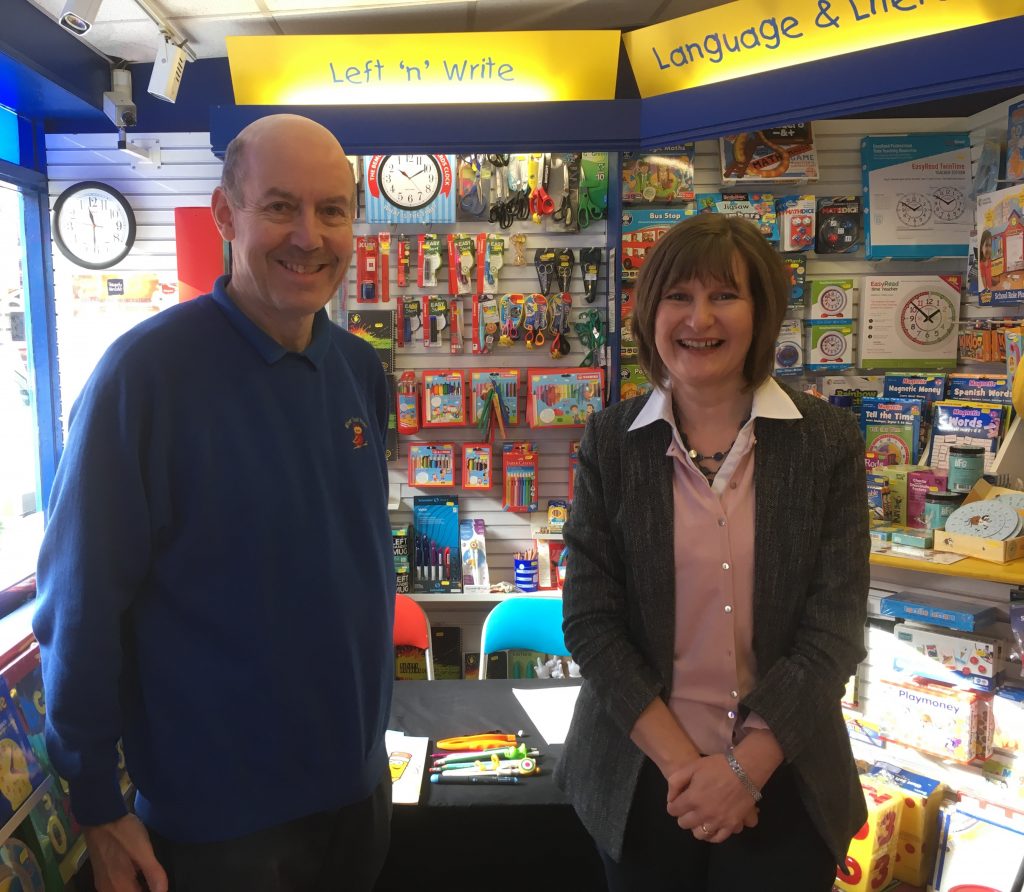 Mark Stewart and Sue Smits at handwriting workshop in Worcester